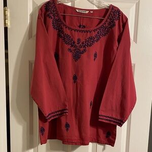 Ayurvastram Stylish Red Embroidered Top
